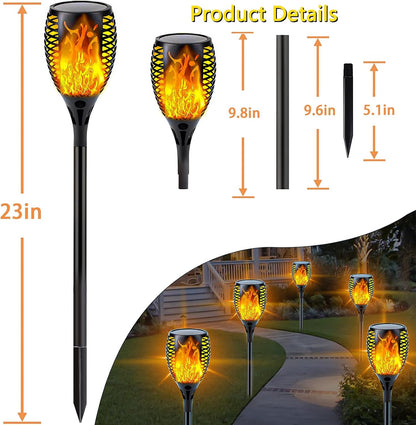 Solar Torch Lights with Flickering Flame Larger Size Halloween Decorations