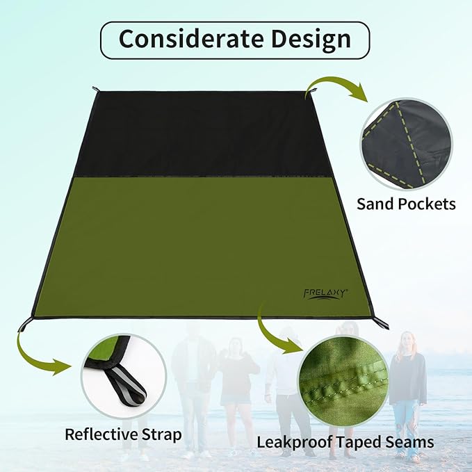 Frelaxy Pocket Picnic Blanket, Waterproof Sandproof Beach Mat, Compact Camping - Image 3