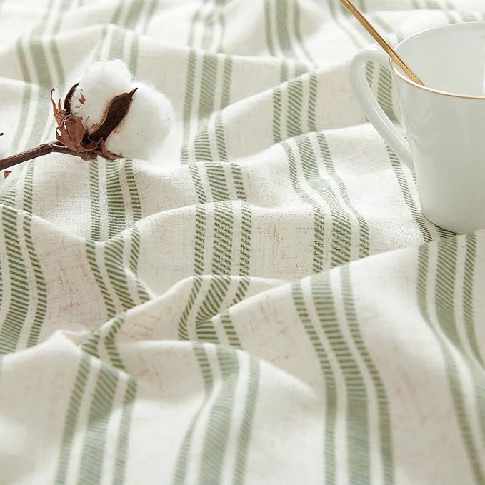 jinchan Linen Kitchen Curtains Striped Tier Curtains 36 Inch Cafe Farmhouse - Image 7