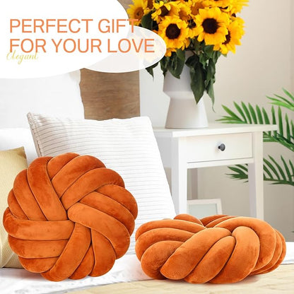 Fumete 2 Pcs 14 Inches Knot Pillow Round Throw Soft Plush Knot Ball Pillow - Image 6