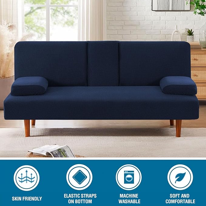 H.VERSAILTEX 4 Pieces Stretch Futon Covers Sofa Bed Slipcover - Image 3