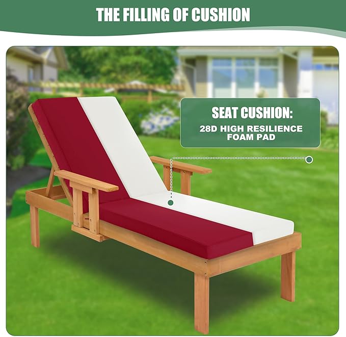 Chaise Lounge Cushions Outdoor Set of 2 - Image 3