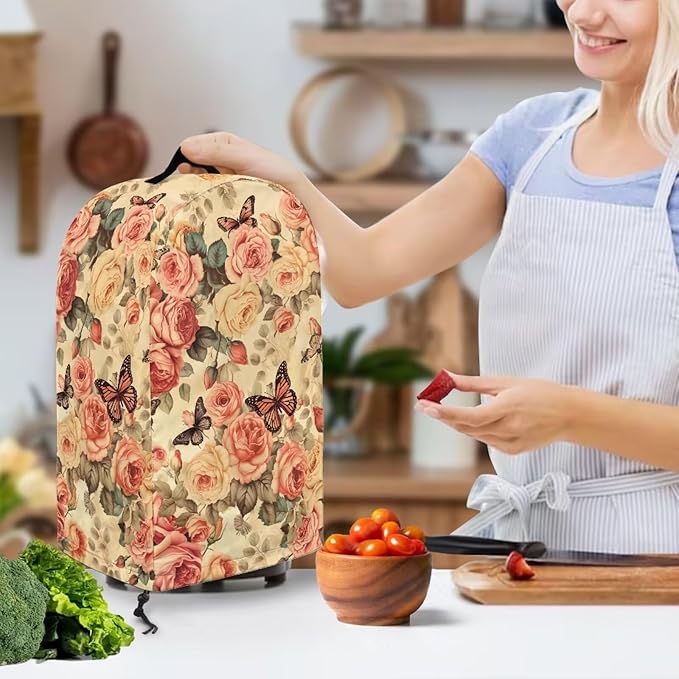 Retro Roses Butterflies Blender Cover Kitchen Coffee Maker Cover Dust - Image 3