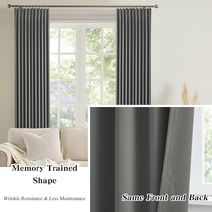 KEQIAOSUOCAI 94 Inch Pinch Pleat Living Room Curtains & Drapes 2 Set, Thermal - Image 6