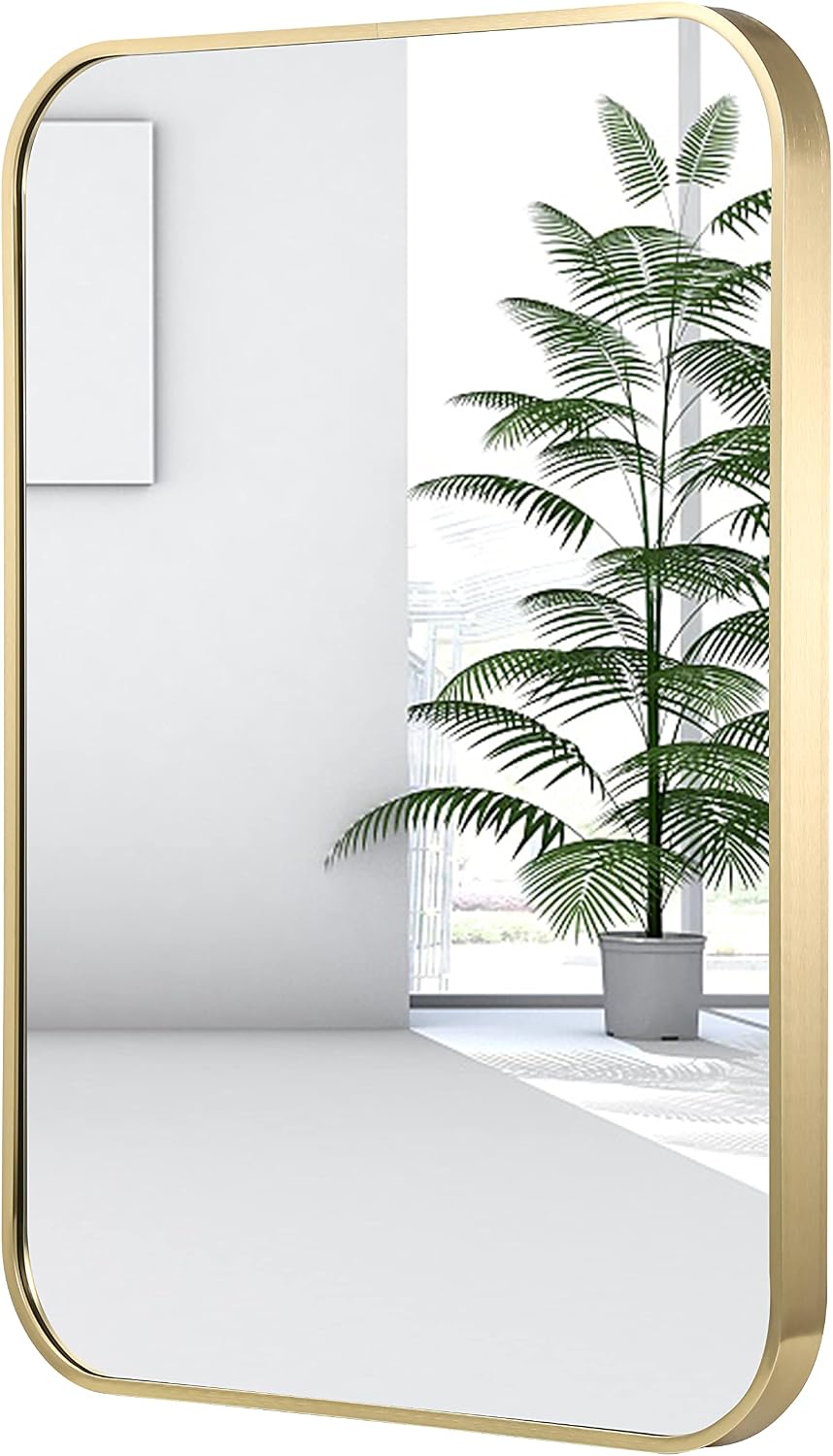 24x36 inch gold bathroom mirror, brushed brass gold, main product view