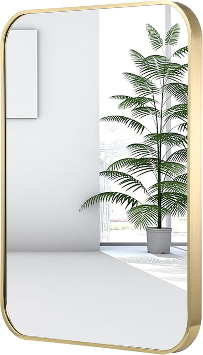 24x36 inch gold bathroom mirror, brushed brass gold, main product view