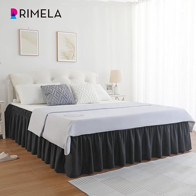 RIMELA Black Bed Skirt King Size 25 Inch Drop, Elastic Bed Skirting - Image 9