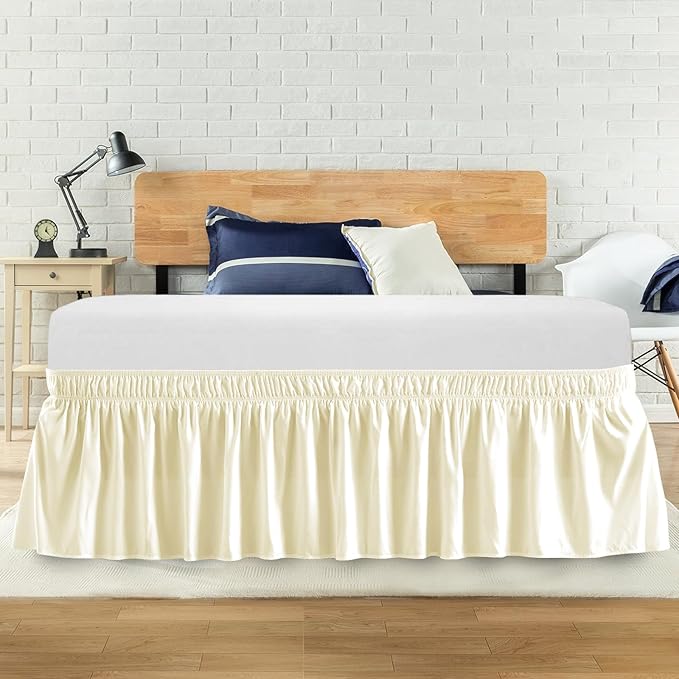 Queen Bed Skirt, Elastic Wrap Around Bed Skirt Queen Size, Bed Skirts by ANARACHON