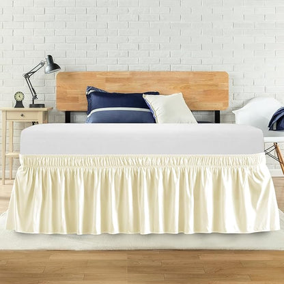 King Bed Skirt, Elastic Wrap Around Bed Skirt King Size, Bed Skirts by ANARACHON