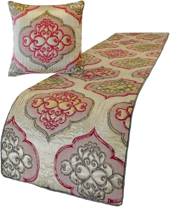 The HomeCentric King/Queen/Twin Pink Designer Queen 74"x18" Bed Runner by TheHomeCentric