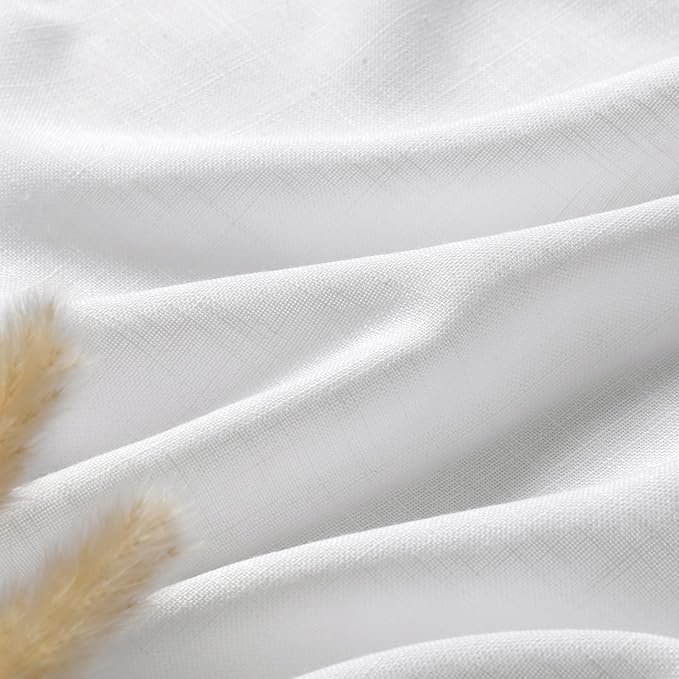 Nanspring Linen White Curtains for Living Room 2 Panels Set Extra Long Back Tab - Image 6