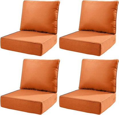 6" Thick Outdoor Cushions 22x24x6, 4-Set Deep Seat Patio Cushions by Pugire