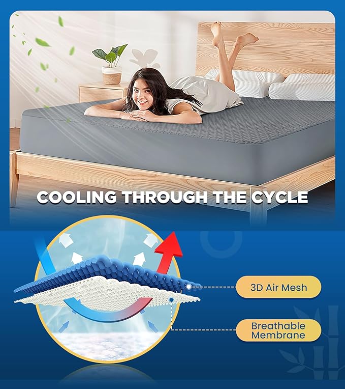Premium 100% Waterproof Twin XL Mattress Protector, Breathable Cooling 3D Air - Image 6