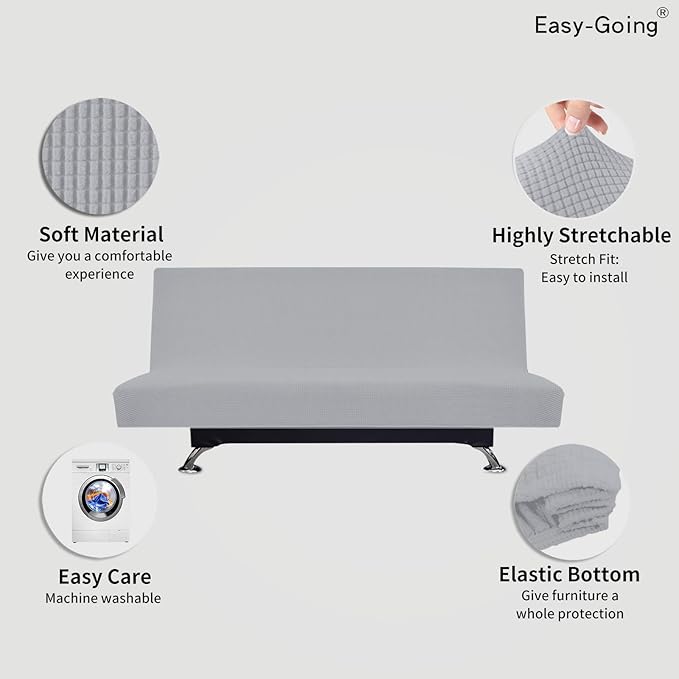 Easy-Going Stretch Futon Slipcover Armless Futon Bed Cover Furniture Protector - Image 3