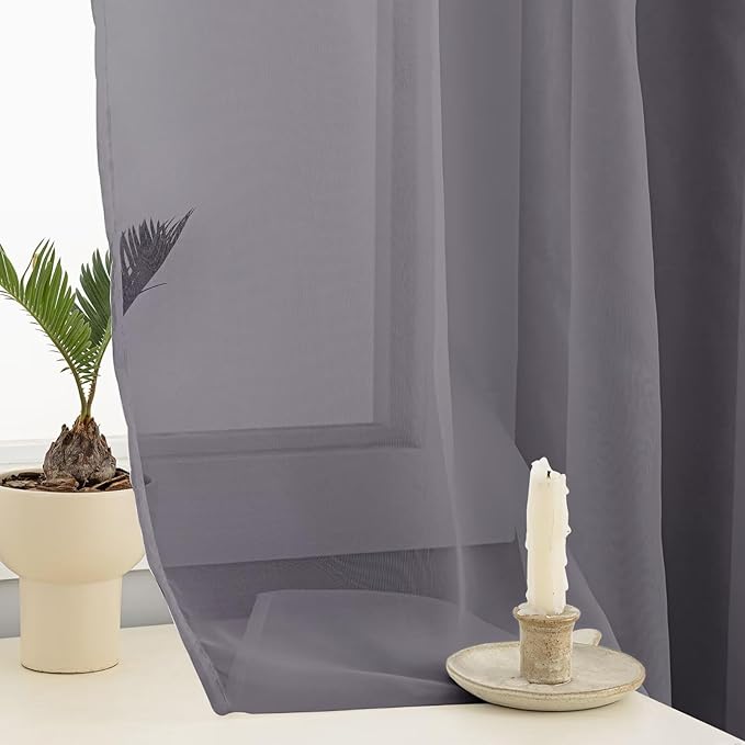 Sheer Curtains 72 Inches Long 2 Panels, Rod Pocket Short Curtain - Image 5