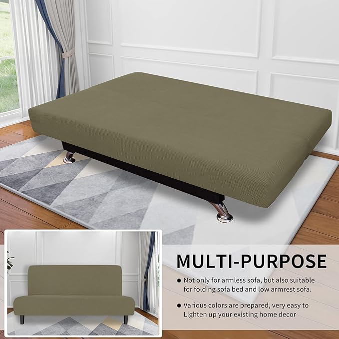 Easy-Going Stretch Futon Slipcover Armless Futon Bed Cover Furniture Protector - Image 5