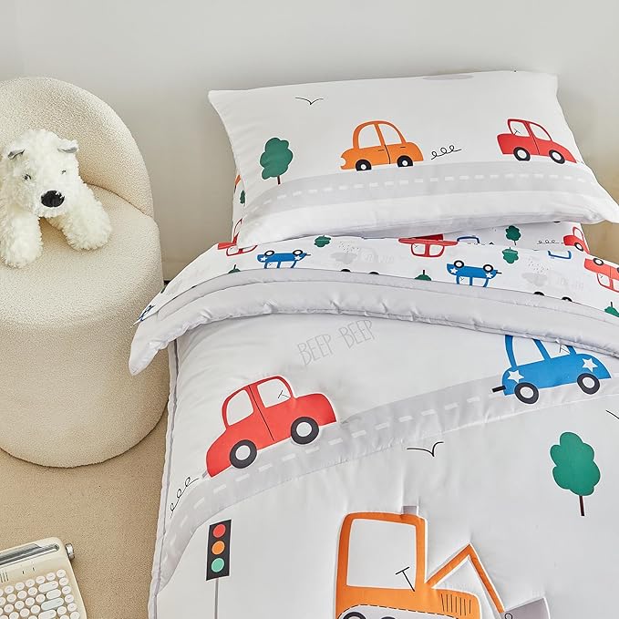 DuShow 4 Pieces Cars Toddler Bedding Set - Image 8