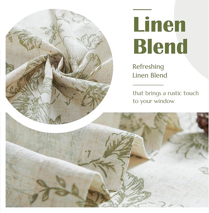 jinchan Linen Floral Tier Curtains 45 Inch Christmas Decorations Farmhouse - Image 6