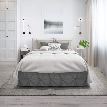Nestl Grey Bed Skirt Twin Size, Pinch Pleat Twin Bed Skirt, Hotel Quality Grey - Image 9