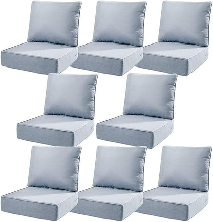 6" Thick Outdoor Cushions 22x24x6, 8-Set Deep Seat Patio Cushions by Pugire