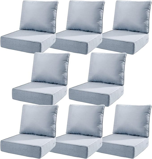 6" Thick Outdoor Cushions 22x24x6, 8-Set Deep Seat Patio Cushions by Pugire