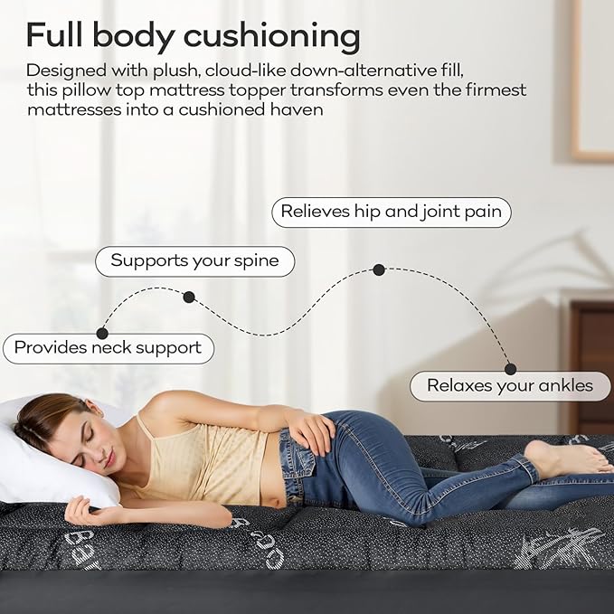 OLANLY Twin Mattress Topper – Viscose Made from Bamboo, Cooling Soft Twin - Image 5