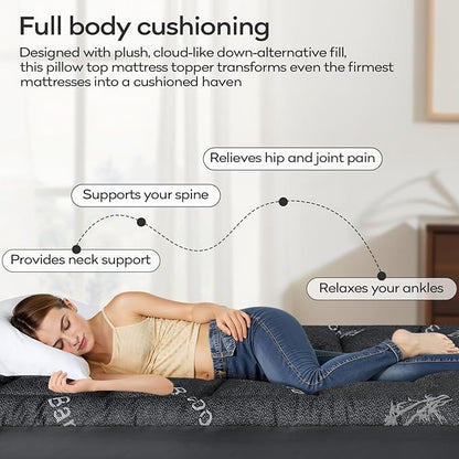 OLANLY Full Mattress Topper – Viscose Made from Bamboo, Cooling Soft Full - Image 5