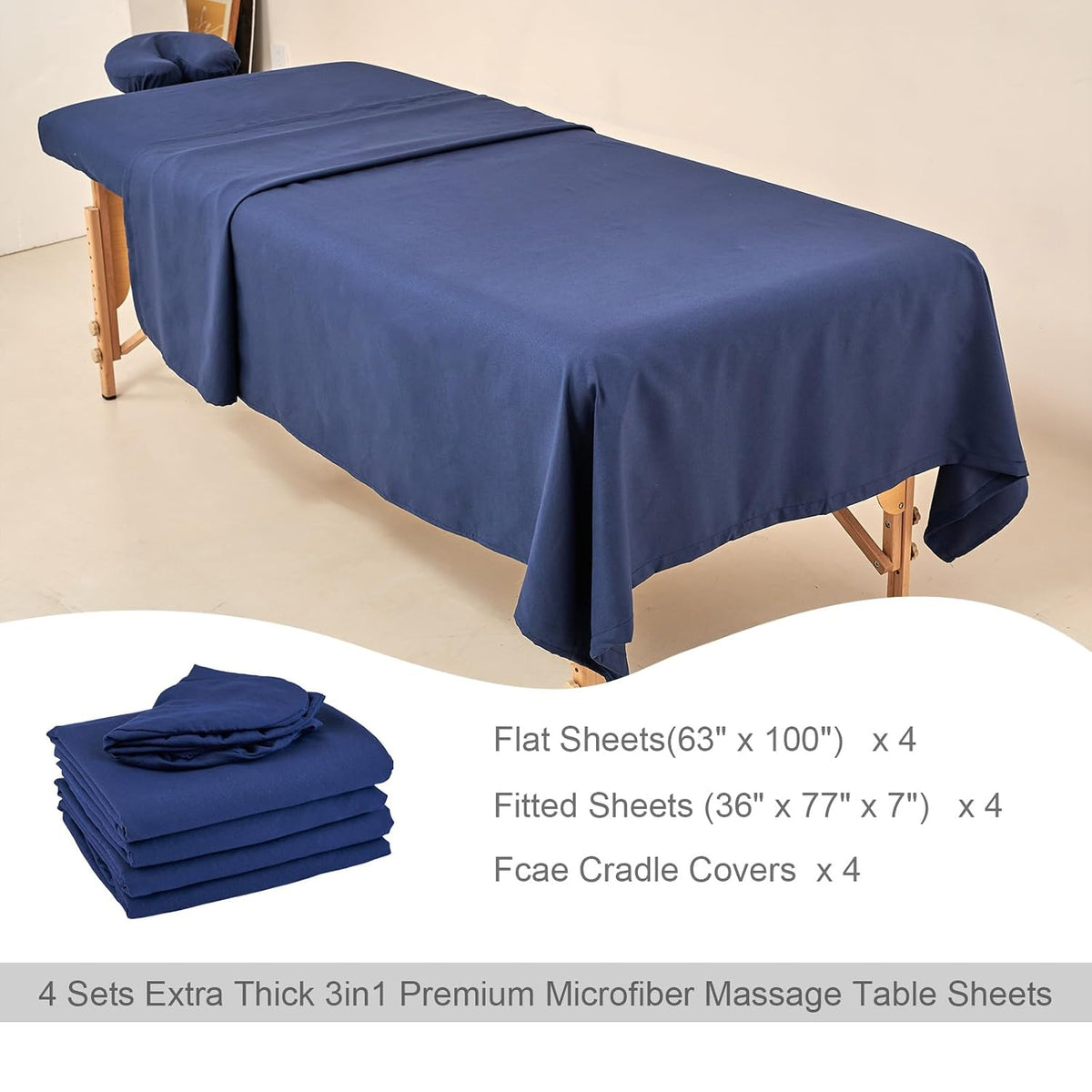 4 sets extra thick blue massage table sheets, close-up detail