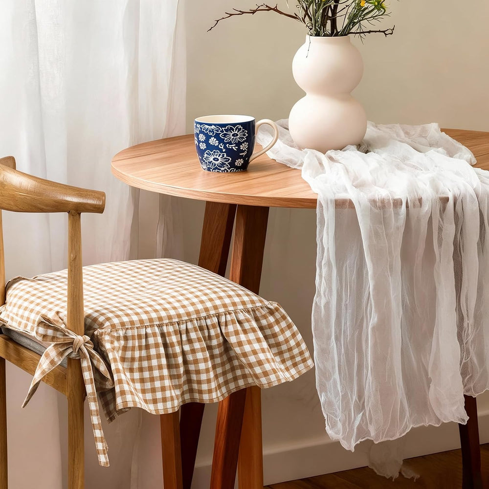 4 Pcs Taupe Ruffle Chair Cushion Covers, 17.5"x17.5" Square,Covers ...