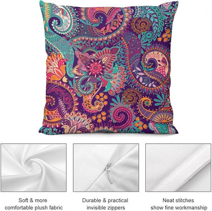 Indian Boho Pillowcases Mandala Design Colorful Floral Style, 18x18 Inch Square - Image 8