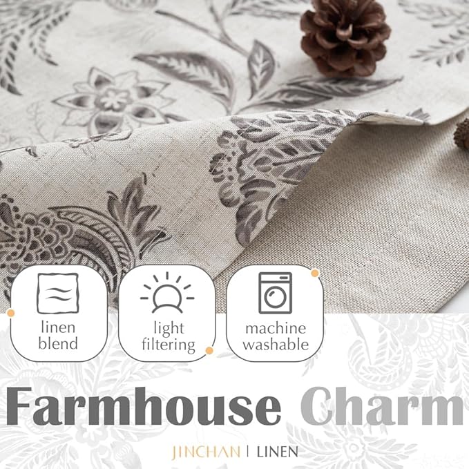 jinchan Floral Valance Curtain Linen Kitchen Valance - Image 3