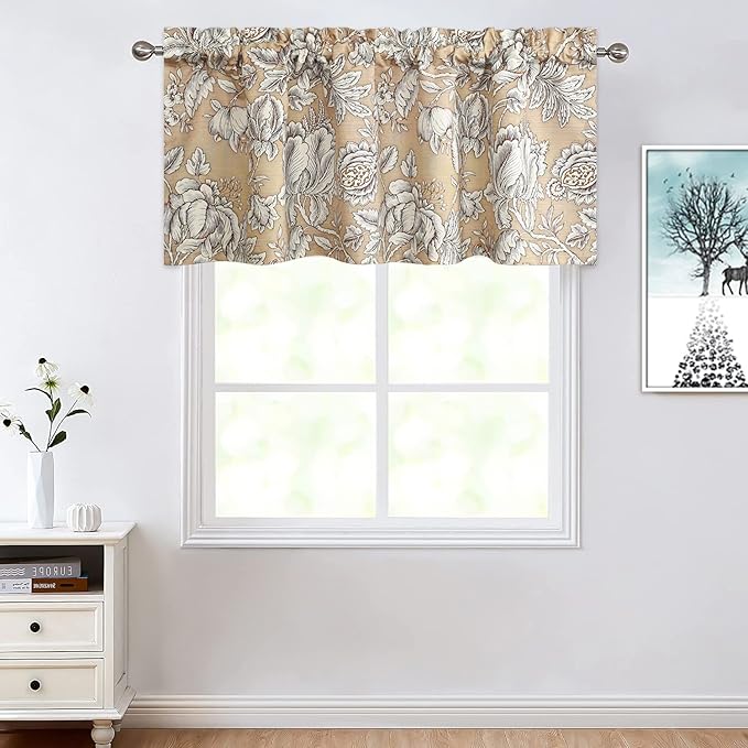 Leeva Floral Valance Curtains for Living Room, 1 Panel Vintage Style Light - Image 2