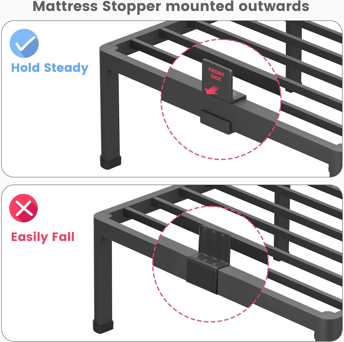 superay 14 inch twin metal bed frame with, front angle view