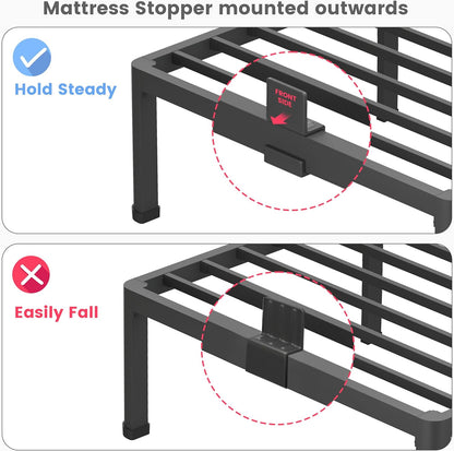 superay 14 inch twin metal bed frame with, front angle view