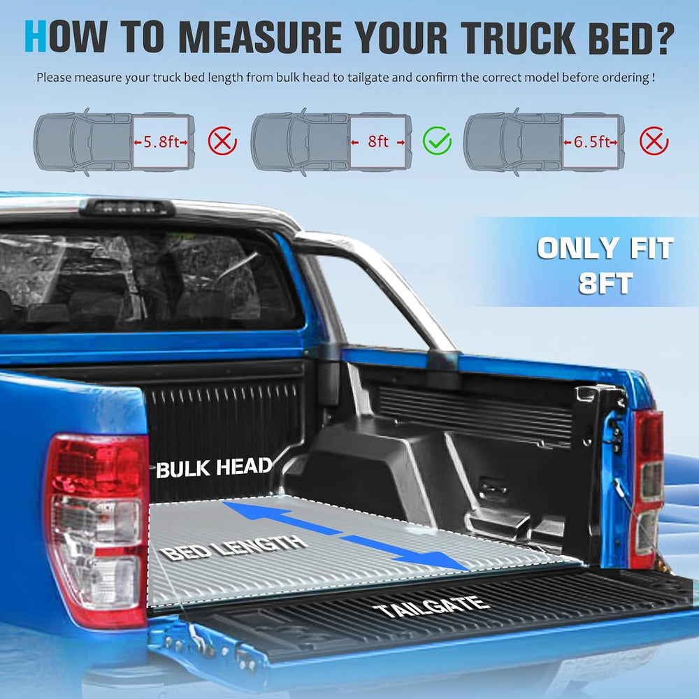 8Ft Soft Roll Up Truck Bed Tonneau Cover for 99-06 Chevy Silverado/GMC Sierra...