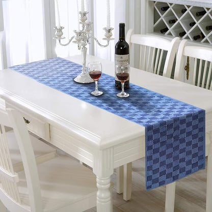 AAYU Denim Table Runners Fringed Tape Weaved, Hand Frayed Tape Weaved, 17-18 by AAYU