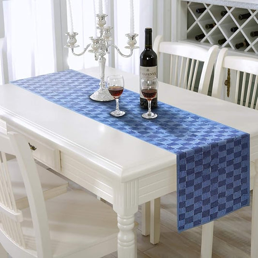 AAYU Denim Table Runners Fringed Tape Weaved, Hand Frayed Tape Weaved, 17-18 by AAYU