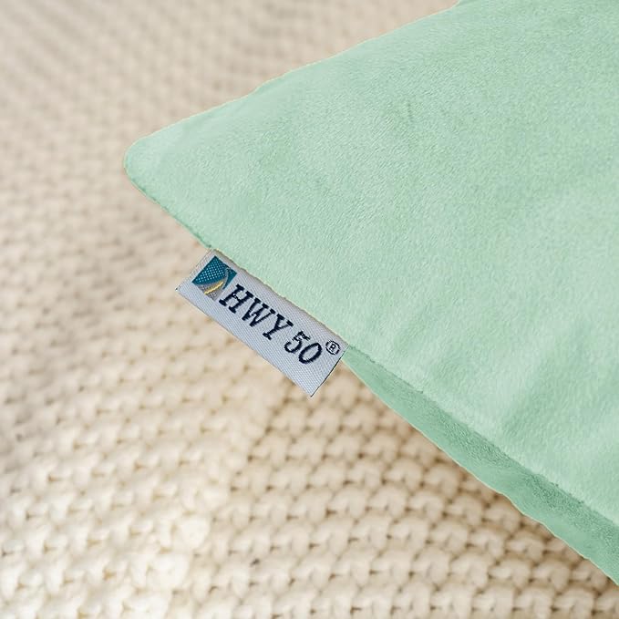 HWY 50 Aqua Green Velvet Rectangular Throw Pillow Covers 12x20 Inch - Image 3