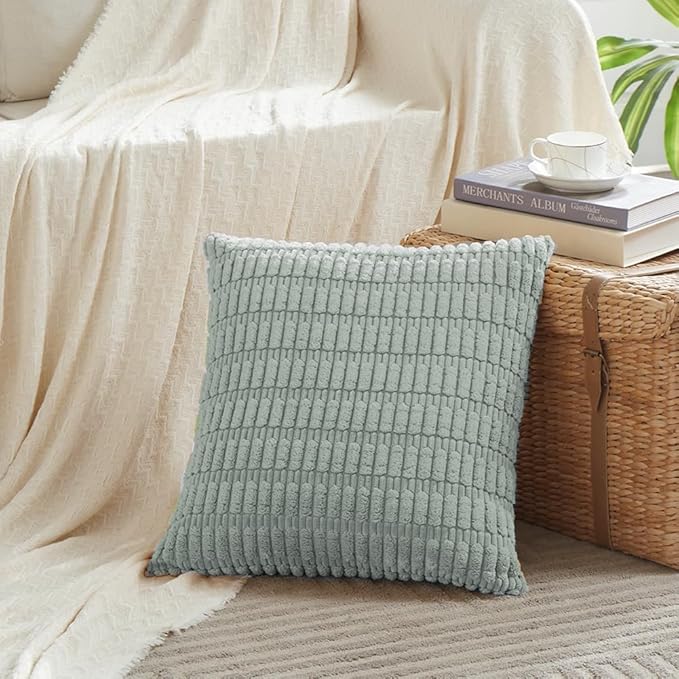 Fancy Homi 4 Packs Grey Blue Euro Decorative Throw Pillow Covers 26x26 Inch - Image 2