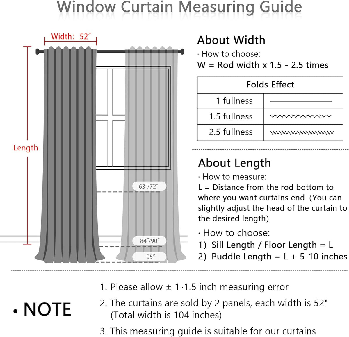 mysky home 100% blackout plaid linen curtains 63 showing dimensions