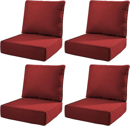 6" Thick Outdoor Cushions 22x24x6, 4-Set Deep Seat Patio Cushions by Pugire
