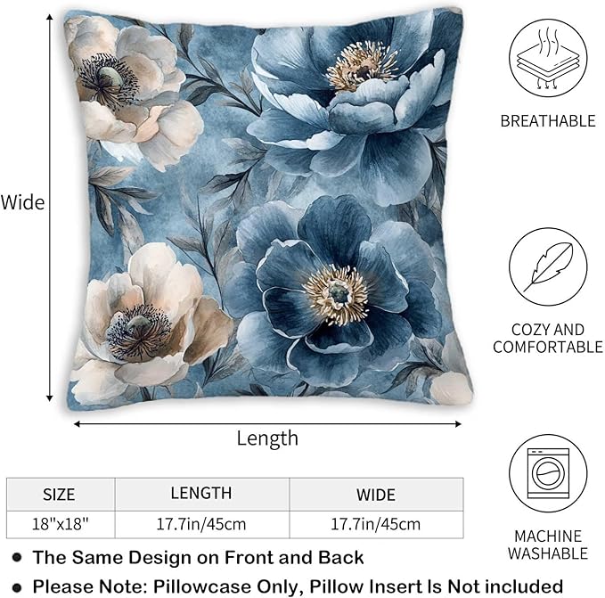 Throw Pillow Covers 18x18 Set of 2, Decorative Square Pillowcases - Image 3