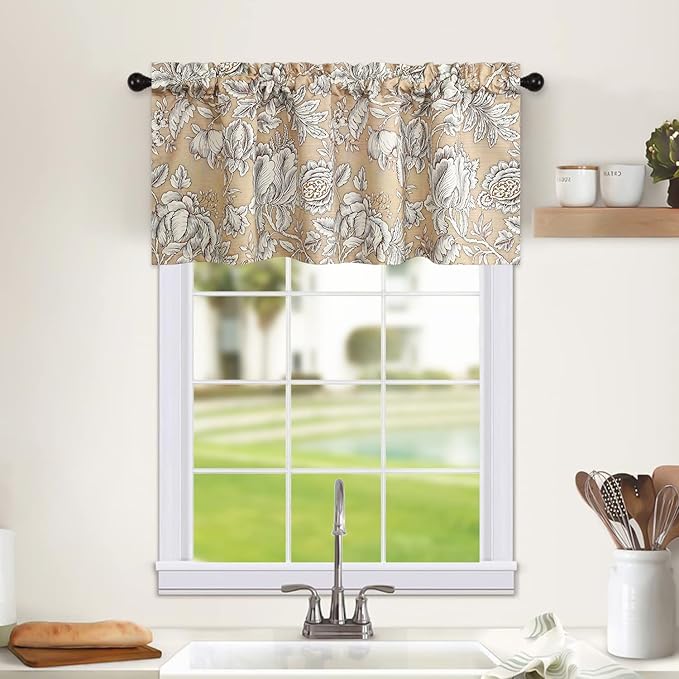 Leeva Floral Valance Curtains for Living Room, 1 Panel Vintage Style Light - Image 3
