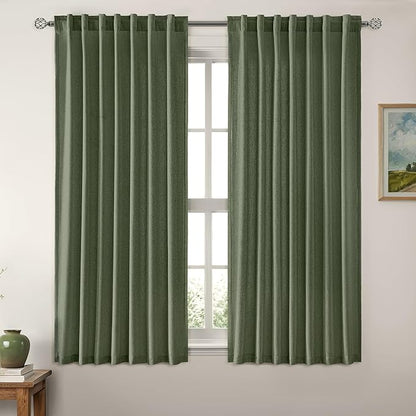 MIULEE Non-See-Through Privacy Linen Curtains 2 Panels, Light Filtering Window - Image 2