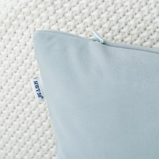 HWY 50 Baby Blue Velvet Rectangular Throw Pillow Covers 12x20 Inch - Image 3