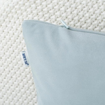 HWY 50 Baby Blue Velvet Throw Pillow Covers 18x18 Inch - Image 3