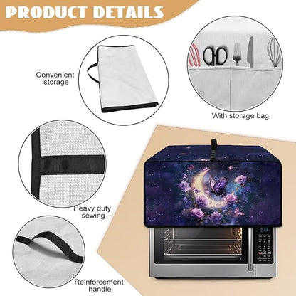 Gorgeous Butterfly Rose Moon Print Microwave Oven Cover Dust-Proof Microwave - Image 6