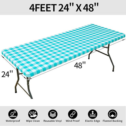 Smiry Rectangle Picnic Table Cloth, Elastic Waterproof Fitted Vinyl Tablecloths - Image 8