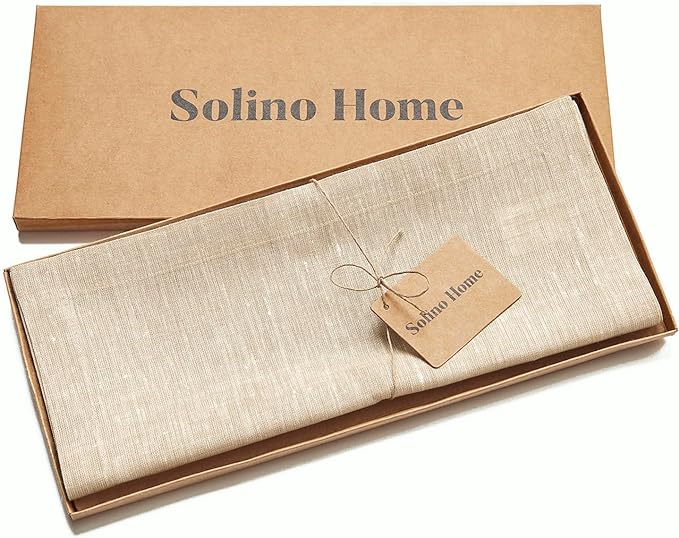 Solino Home Linen Champagne Beige Table Runner 108 Inches Long - Image 5