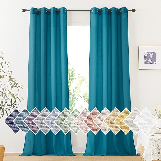 NICETOWN Semi Sheer Curtains Flax Linen Texture, Grommet Retro Linen Weave by NICETOWN